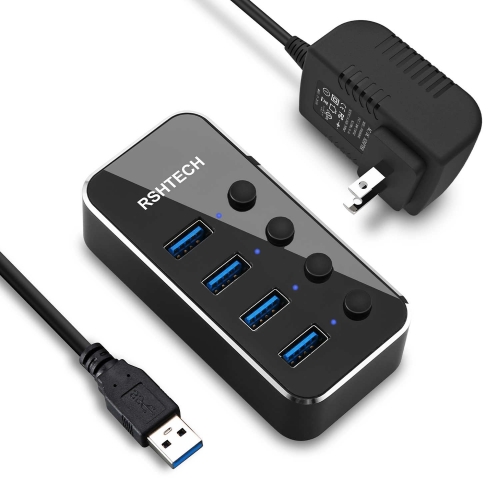 4 Port Aluminum USB 3.0 Hub with Individual On/Off Switches(RSH-516-4)