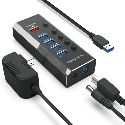 USB-Hub mit 5 Anschlüssen und 4 Datenanschlüssen + 1 Schnellladeanschluss (RSW-A35)