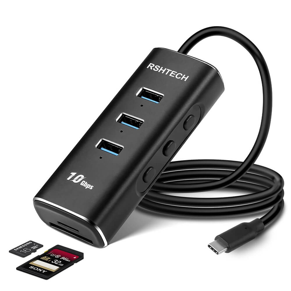 RSHTECH USB C Hub 4 Poorts 10Gbps Aluminium Multipoortadapter Voor Thunderbolt U